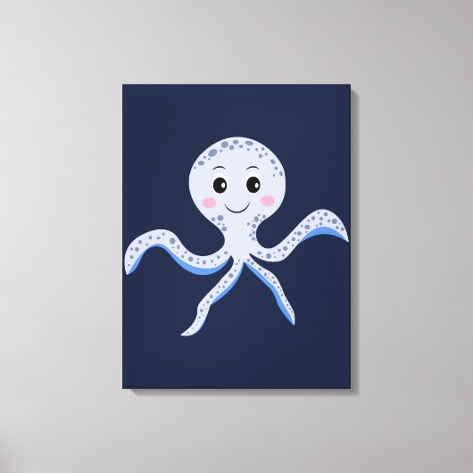 Octopus onder de zee kinderpatroon canvas afdruk (Voorkant)