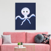 Octopus onder de zee kinderpatroon canvas afdruk (Insitu (Woonkamer))