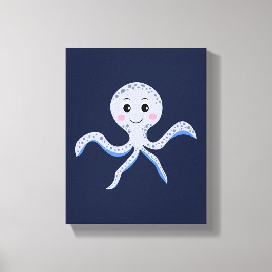 Octopus onder de zee kinderpatroon canvas afdruk (Voorkant)