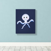 Octopus onder de zee kinderpatroon canvas afdruk (Insitu (Houten vloer))