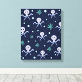Octopus onder de zee kinderpatroon canvas afdruk (Insitu (Houten vloer))