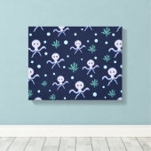 Octopus onder de zee kinderpatroon canvas afdruk (Insitu (Houten vloer))