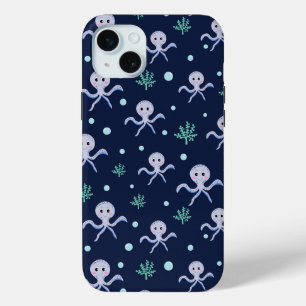 Octopus onder de zee kinderpatroon iPhone 15 mini hoesje