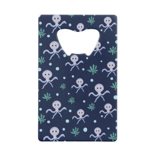 Octopus onder de zee kinderpatroon creditkaart flessenopener