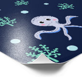 Octopus onder de zee kinderpatroon foto afdruk (Hoek)