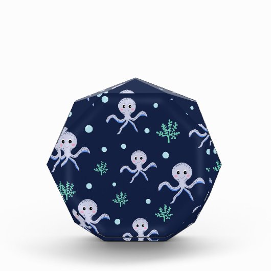 Octopus onder de zee kinderpatroon fotoblokken (Voorkant)