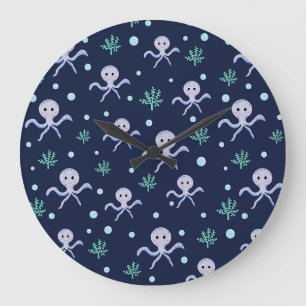 Octopus onder de zee kinderpatroon grote klok
