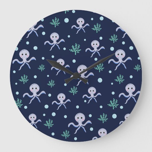 Octopus onder de zee kinderpatroon grote klok (Voorkant)