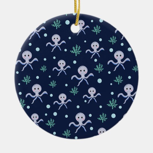 Octopus onder de zee kinderpatroon keramisch ornament (Voorkant)