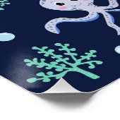 Octopus onder de zee kinderpatroon perfect poster (Hoek)