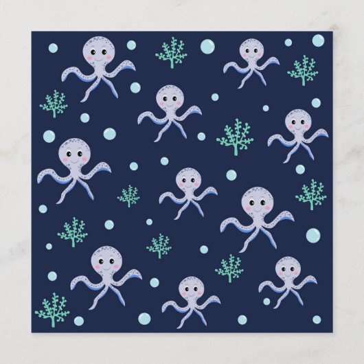 Octopus onder de zee kinderpatroon programmakaart (Voorkant)