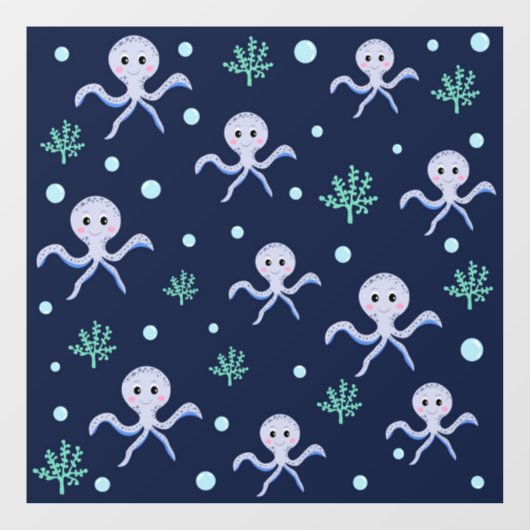 Octopus onder de zee kinderpatroon raamsticker (Vel)
