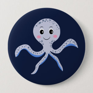Octopus onder de zee kinderpatroon ronde button 4,0 cm
