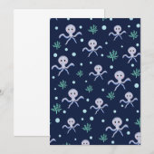 Octopus onder de zee kinderpatroon save the date (Voorkant / Achterkant)