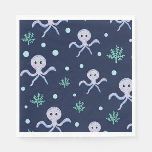 Octopus onder de zee kinderpatroon servet