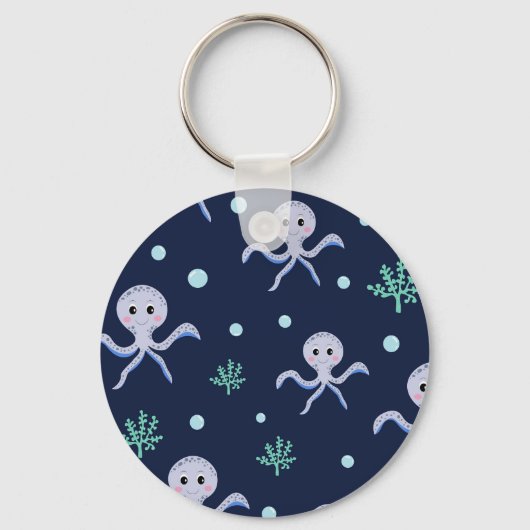Octopus onder de zee kinderpatroon sleutelhanger (Voorkant)