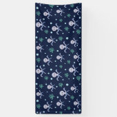 Octopus onder de zee kinderpatroon spandoek (Verticaal)