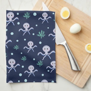 Octopus onder de zee kinderpatroon theedoek