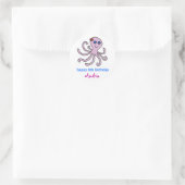 Octopus, Onder het Zee Cupcake Toppers Ronde Sticker (Tas)