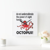 Octopus onder het Zee Funny Octopus Vierkante Klok (Huis)