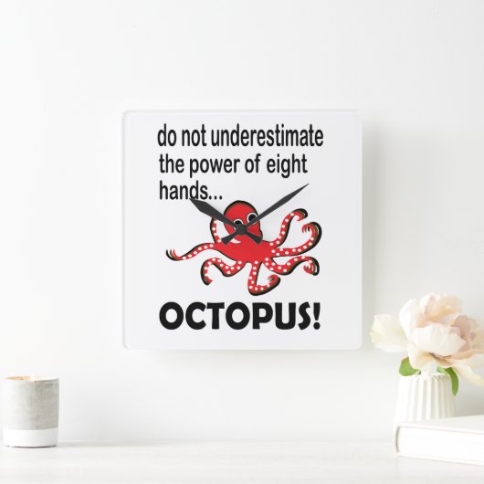 Octopus onder het Zee Funny Octopus Vierkante Klok (Huis)