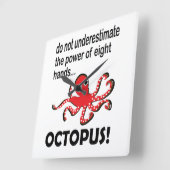 Octopus onder het Zee Funny Octopus Vierkante Klok (Hoek)
