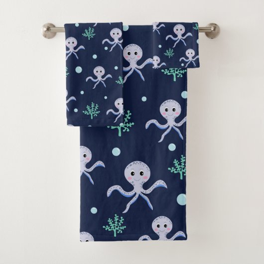 Octopus onder het zee kinder patroon bad handdoek (Insitu)