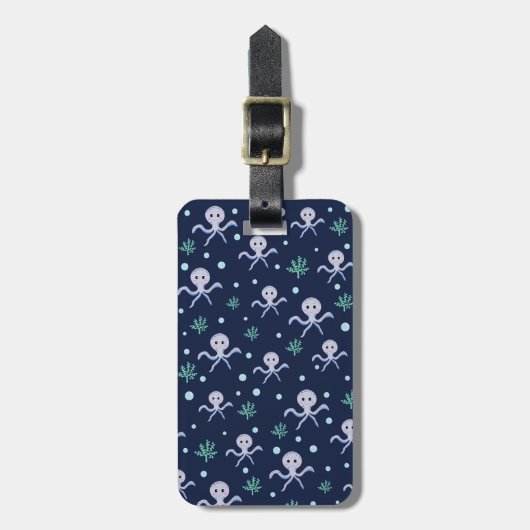 Octopus onder het zee kinder patroon bagagelabel (Voorkant verticaal)