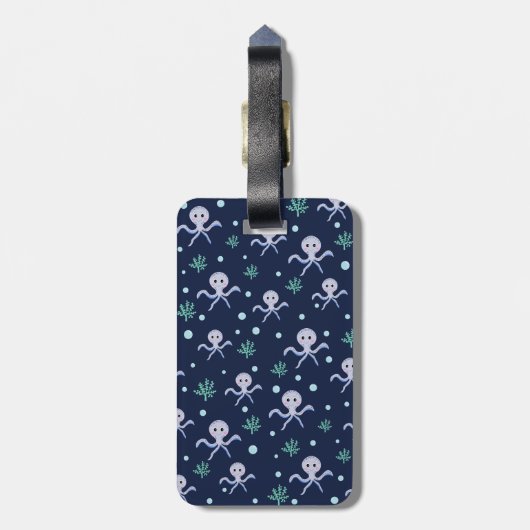 Octopus onder het zee kinder patroon bagagelabel (Achterkant verticaal)