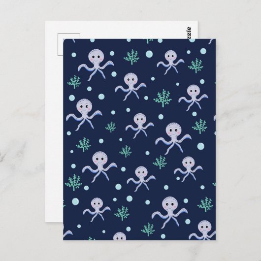 Octopus onder het zee kinder patroon briefkaart (Voorkant / Achterkant)