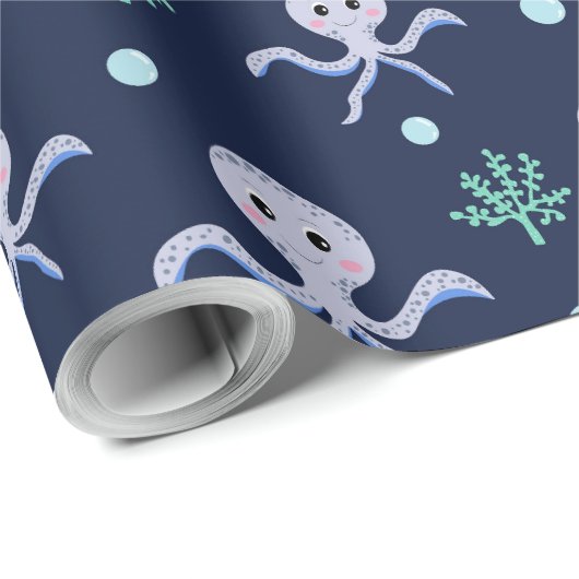 Octopus onder het zee kinder patroon cadeaupapier (Rol Hoek)