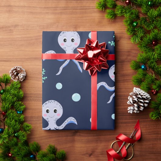 Octopus onder het zee kinder patroon cadeaupapier (Feestdagen Geschenken)