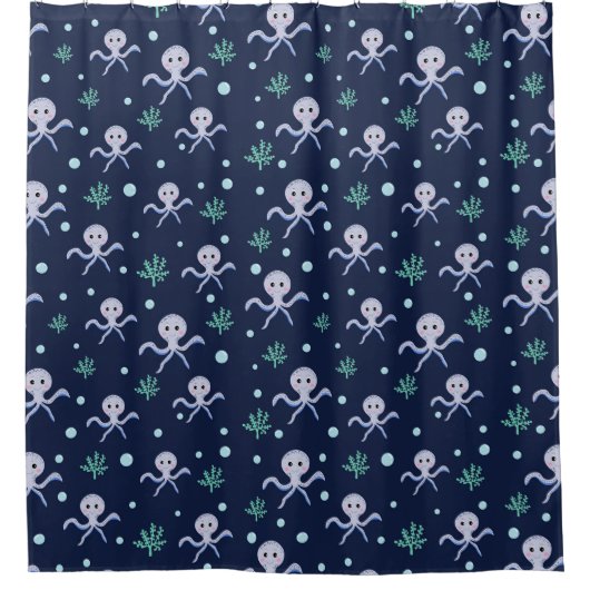 Octopus onder het zee kinder patroon douchegordijn (Voorkant)