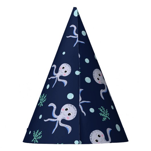 Octopus onder het zee kinder patroon feesthoedjes (Achterkant)