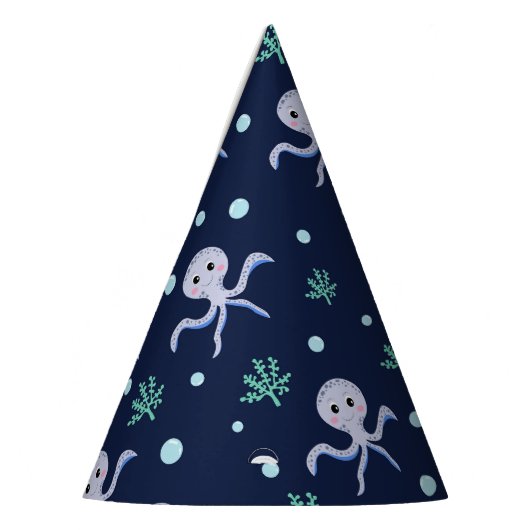 Octopus onder het zee kinder patroon feesthoedjes (Links)