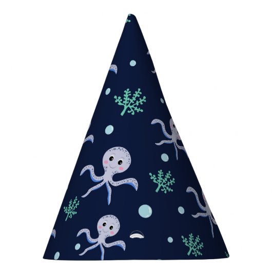 Octopus onder het zee kinder patroon feesthoedjes (Rechts)