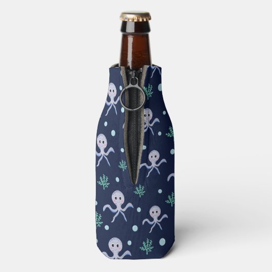 Octopus onder het zee kinder patroon flesjeskoeler (Fles Achterkant)