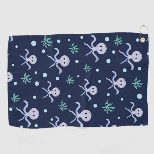 Octopus onder het zee kinder patroon golfhanddoek (Horizontaal)