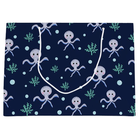 Octopus onder het zee kinder patroon groot cadeauzakje (Voorkant)