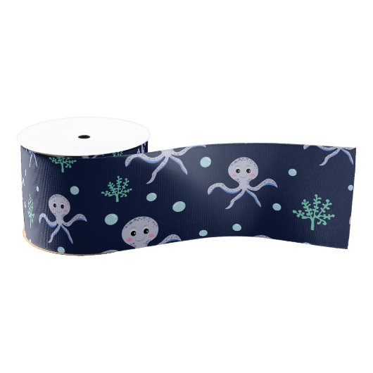 Octopus onder het zee kinder patroon grosgrain lint (Spoel)