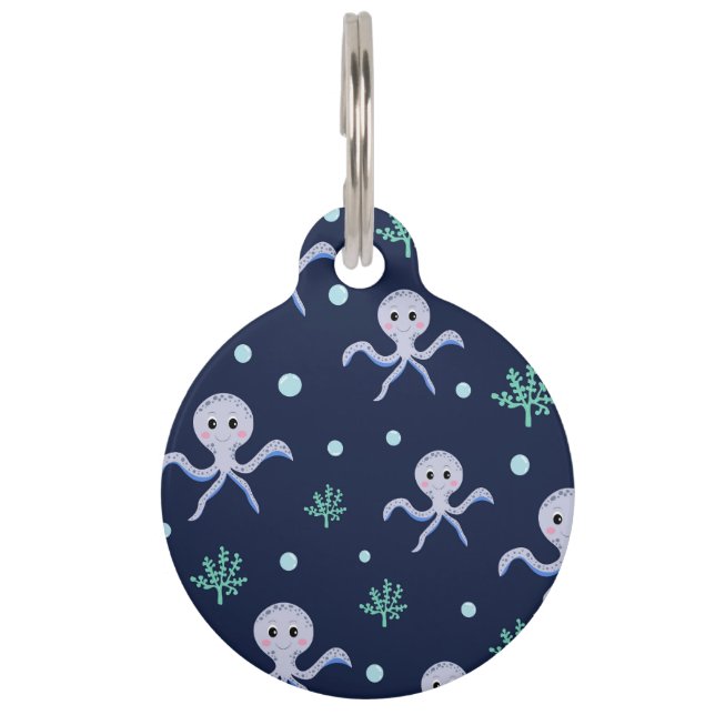 Octopus onder het zee kinder patroon huisdierpenning (Voorkant)