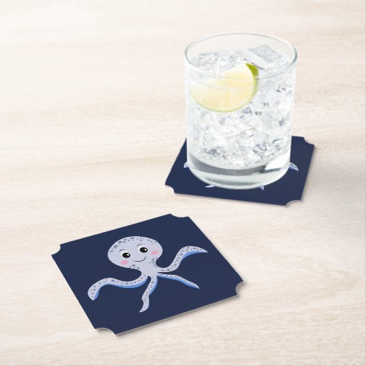 Octopus onder het zee kinder patroon kartonnen onderzetters (Insitu)