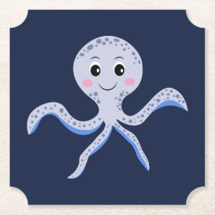 Octopus onder het zee kinder patroon kartonnen onderzetters