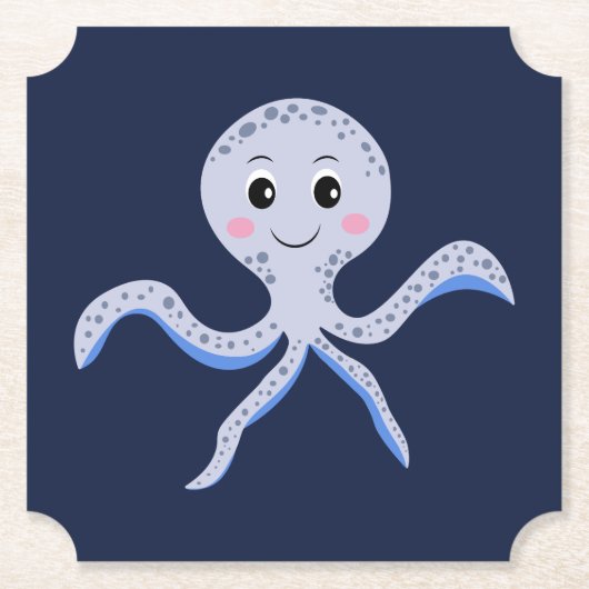 Octopus onder het zee kinder patroon kartonnen onderzetters (Voorkant)