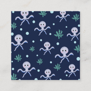 Octopus onder het zee kinder patroon kortingskaartje