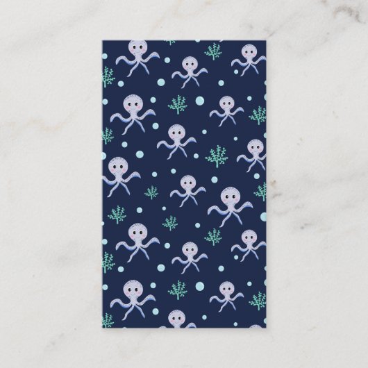 Octopus onder het zee kinder patroon kortingskaartje (Voorkant)