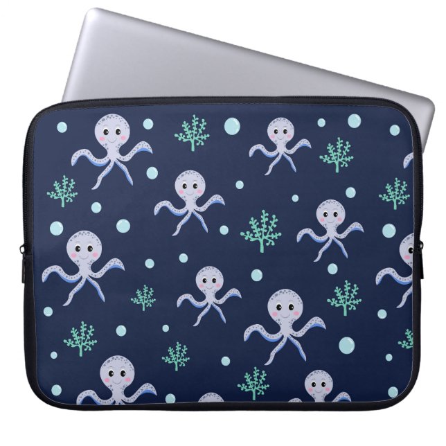 Octopus onder het zee kinder patroon laptop sleeve (Voorkant)