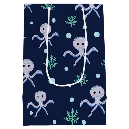 Octopus onder het zee kinder patroon medium cadeauzakje (Achterkant)