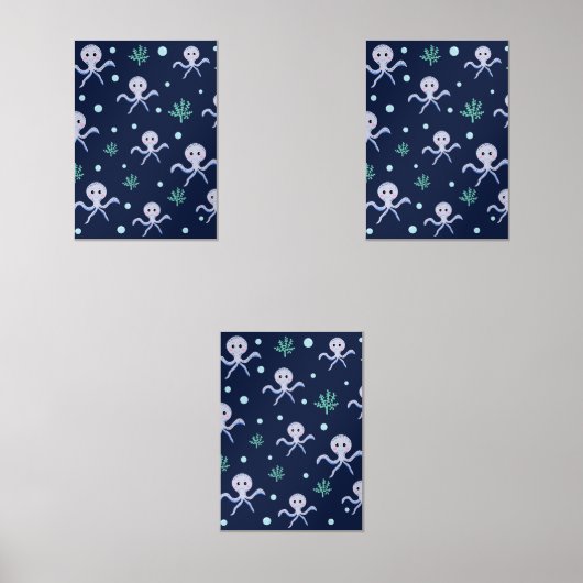 Octopus onder het zee kinder patroon muurkunst sets (Voorkant)