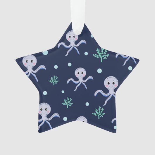 Octopus onder het zee kinder patroon ornament (voorkant)